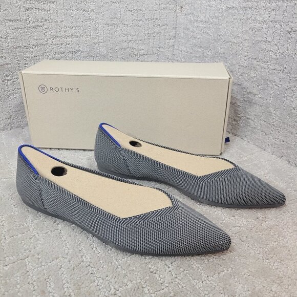 Rothys The Point Cloud Grey Pointed Toe Slip on Flat Shoes Multiple Sizes - Picture 7 of 12